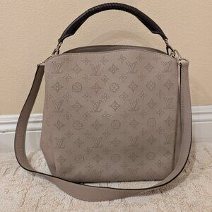 LOUIS VUITTON Galet Taupe Mahina Leather Babylone PM Bag Purse Handbag